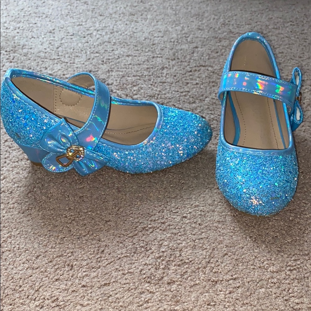 Blue Glitter Kids Heels